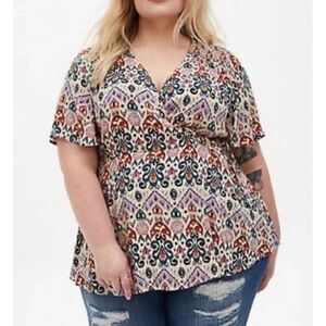 Torrid Women Brown Casual Dress  Top Plus Size  00  Lightweight Blouse Colorful